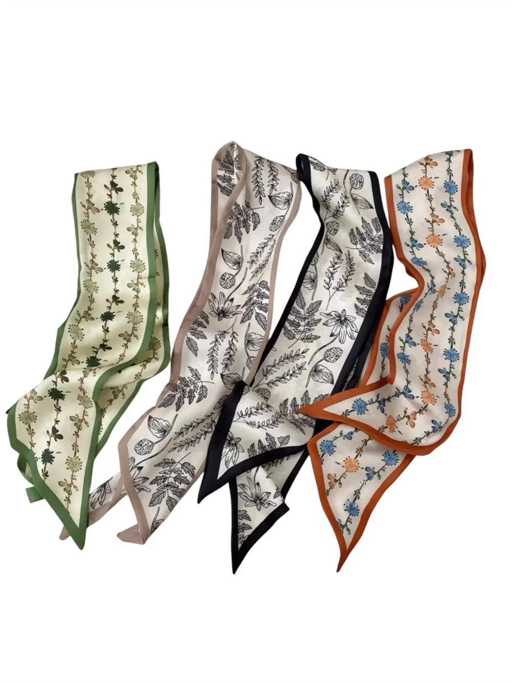 Botanical Print Twilly Scarf Set NWT
